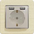Sedna outlet with double USB charger (beige insert, birch frame)
